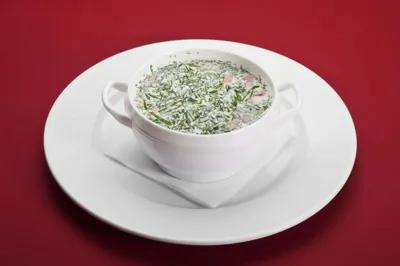 Окрошка на курином бульоне под майонезом