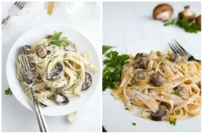 Сливочная паста с консервированными шампиньонами