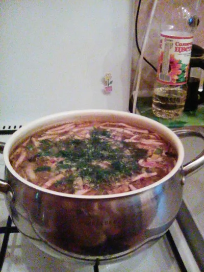 Солянка на курином бульоне