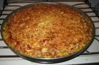 Овощное ассорти с мясом, рисом и сыром