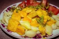 Постная тушеная тыква в кокосовом креме