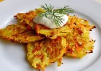 Картофельные оладьи лорики с грибами и яйцом