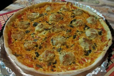 Пицца по-студенчески с пельменями