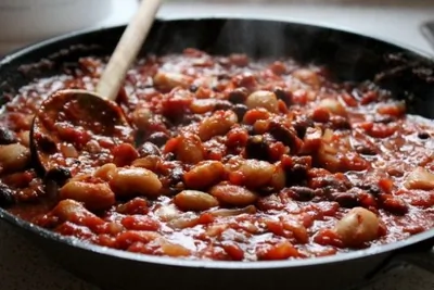 Фасоль с беконом