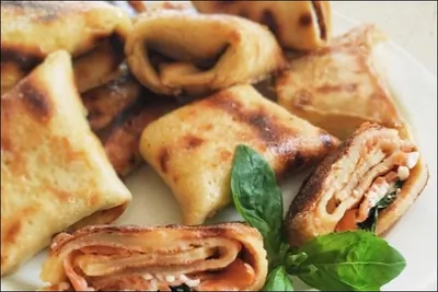 Блинчики с семгой