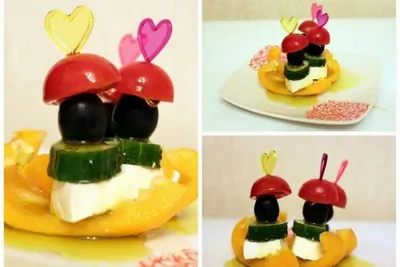 Греческий салат на шпажке