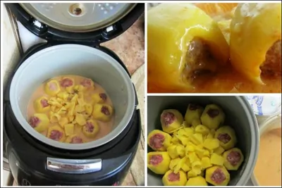 Тушеный фаршированный картофель