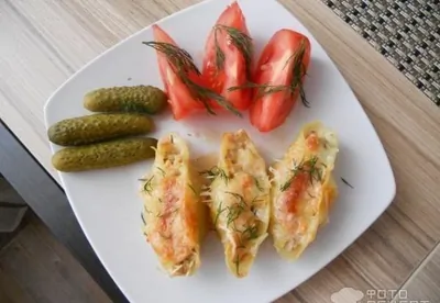 Ракушки конкильони фаршированные фаршем