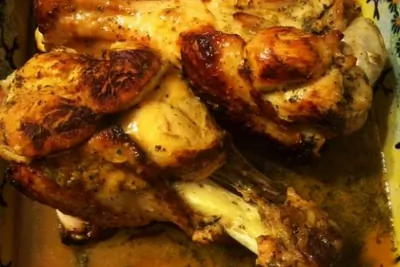 Индейка, запеченая в апельсиново-мятном маринаде