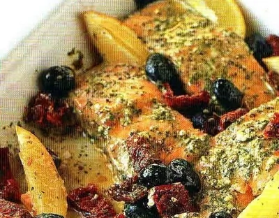 Запеченный лосось с песто