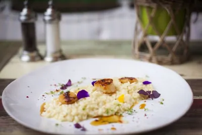 Лимонное ризотто с гребешками из ресторана Christian