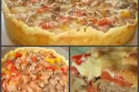 Открытый мясной пирог из картофельного теста