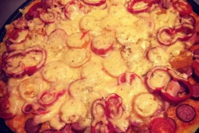 Пицца из творожного теста