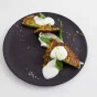 Кабачковые оладьи с лимонной цедрой и полентой