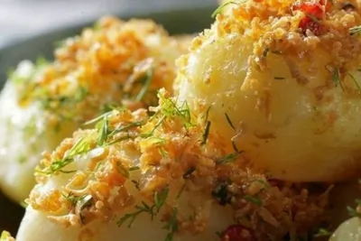 Вареный картофель с рыбной икрой