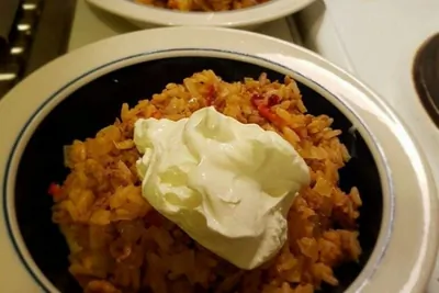 Ленивые голубцы с брусникой