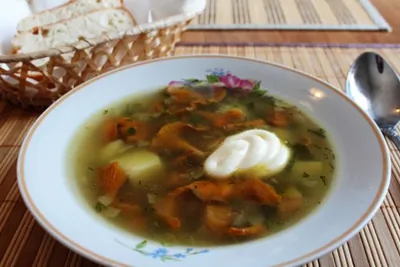 Суп из свежих лисичек