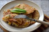 Оладьи с креветками и кукурузой