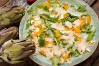 Карпаччо из свежих артишоков с боттаргой и пармезаном