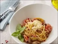 Спагетти карбонара с телятиной