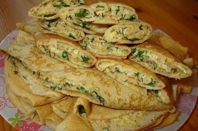 Блины с сыром и зеленью