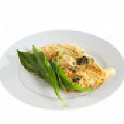 Омлет с черемшой, икрой трески и водкой