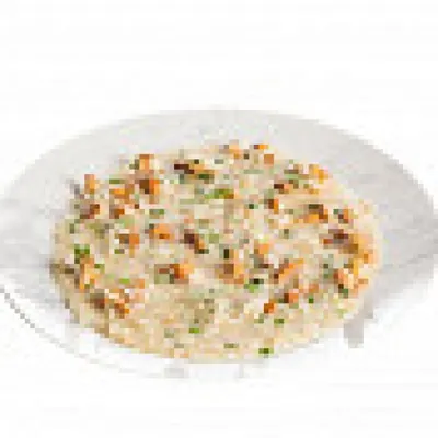 Копченое ризотто с лисичками