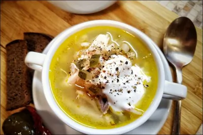 Рассольник с курицей и репой