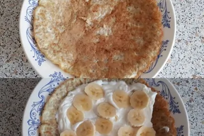 Овсяноблин с творогом и бананом