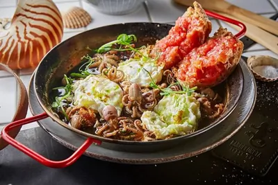 Яичница с морепродуктами