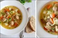 Суп лапша с фрикаделькам