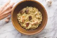 Веганское ризотто с белыми грибами