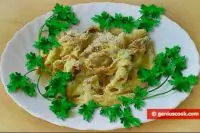 Макароны пенне с прошутто в сливочном соусе