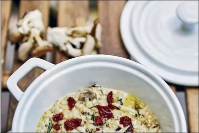 Ризотто из дзавара с грибами и сливками