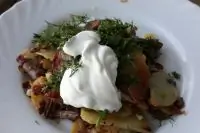 Жареная картошка с замороженными грибами