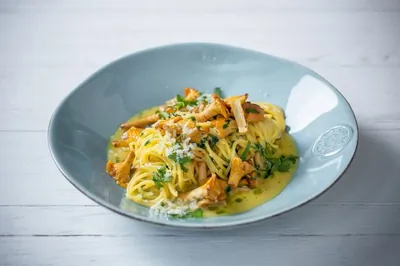 Спагетти с лисичками