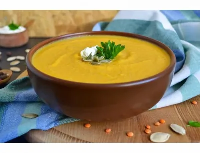 Суп из тыквы с ореховой пастой