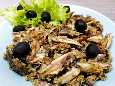 Корюшка, жаренная в тыквенной муке