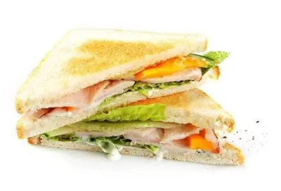 Горячий сэндвич с куриным филе, томатами и сыром