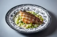 Дорада на гриле с овощным ризотто
