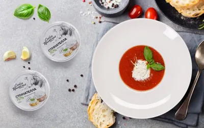 Гаспачо с сыром страчателла