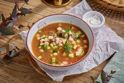 Окрошка на квасе с говядиной