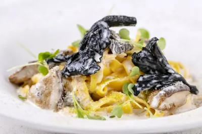 Домашняя паста с белыми грибами и сморчками