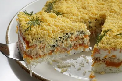 Классический салат «Мимоза» с морковью