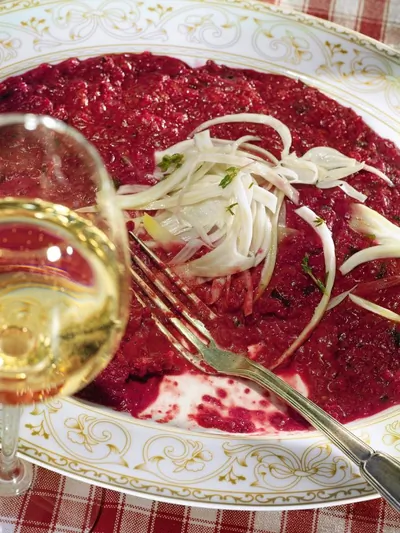 Полба со свеклой и хреном