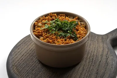 Перловая каша с куриными сердечками