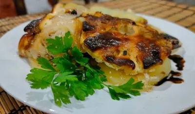 Запеченная курица с ананасом