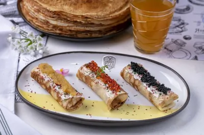 Блины на пиве с крабовым мясом