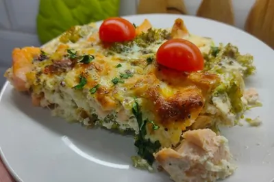 Запеканка из семги и брокколи