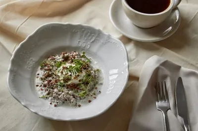 Гречка с пармезаном и песто